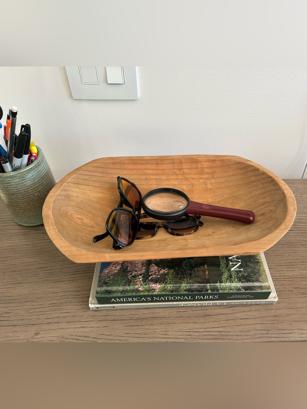 Handcarved wooden bowl. Use for practical or decorative purposes.